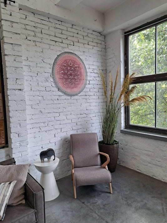 Nagyméretű horgolt mandala, 3 színű