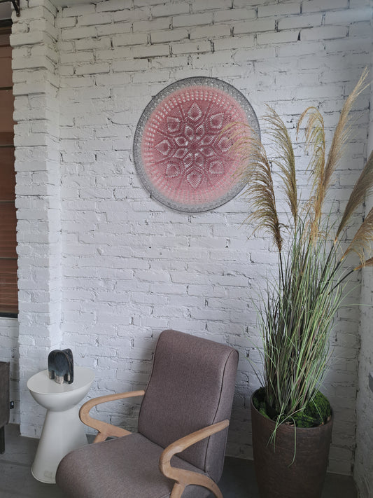 Nagyméretű horgolt mandala, 3 színű