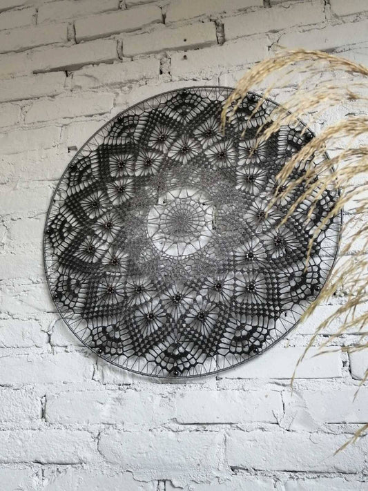 Nagyméretű horgolt, színátmenetes mandala